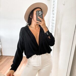 Free People Keepin It Classy Top Black Size XS